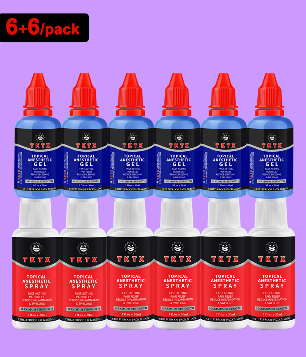 6 Pieces TKTX Gel 1.0 fl.oz/pcs & 6 Pieces TKTX Spray 1.0 fl.oz/pcs